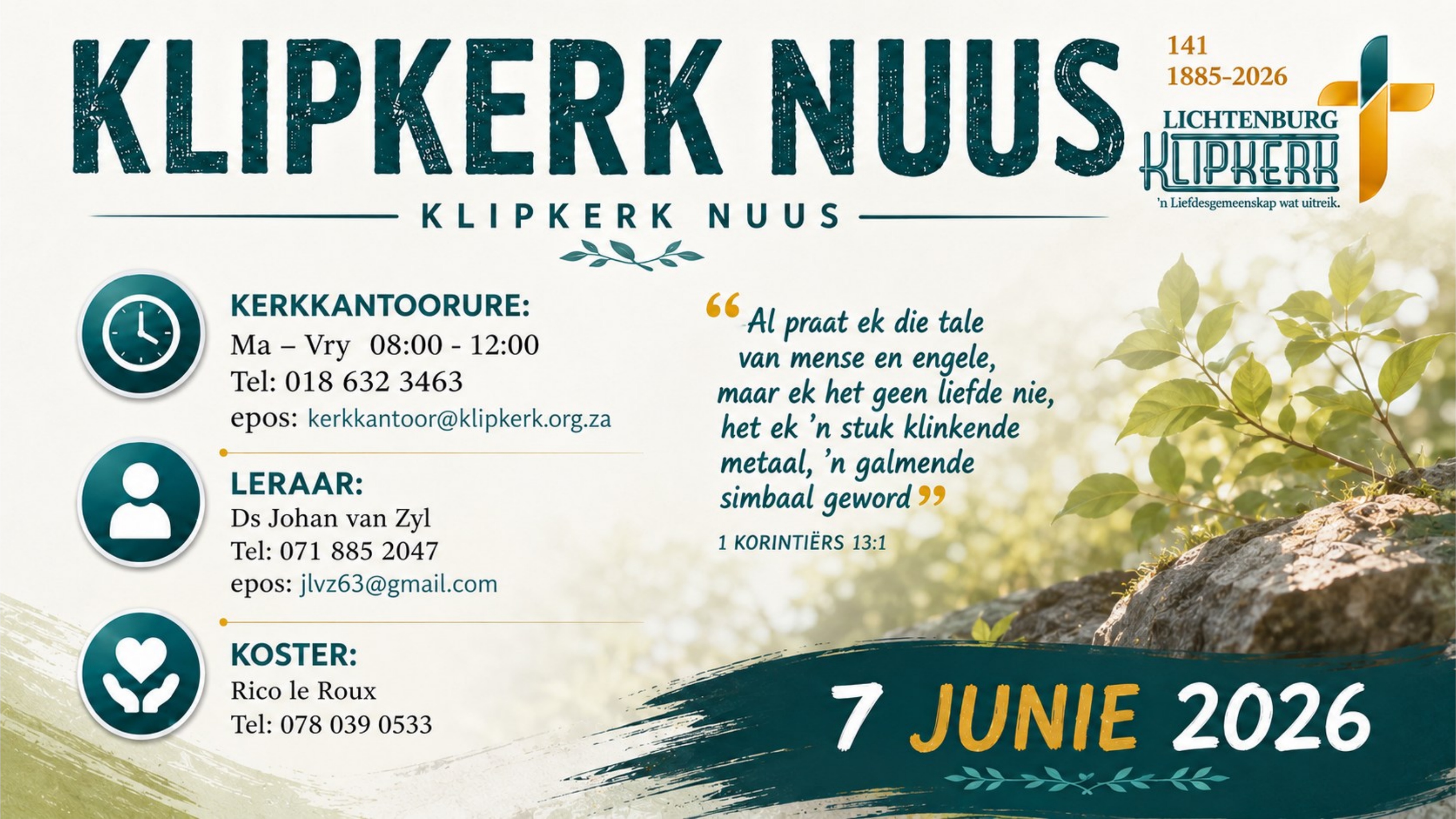 klipkerk Lichtenburg Weeknuus